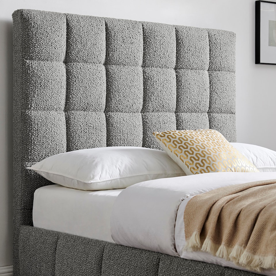 image 1 of 5ft King Size Grey,Ottoman Lift Up Storage Tall Headend Boucle Soft Fabric Upholstered Bed Frame