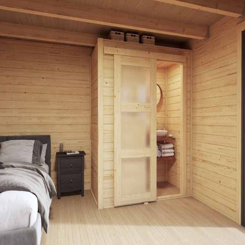 image 1 of Internal room kit S-Log Cabin, Wooden Garden Room, Timber Summerhouse, Home Office - H205 cm Brown