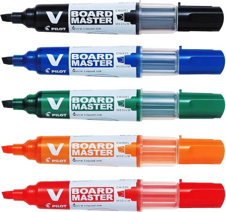 image 1 of 10 x Pilot V-Board Master Chisel Tip Medium Drywipe Marker Assorted