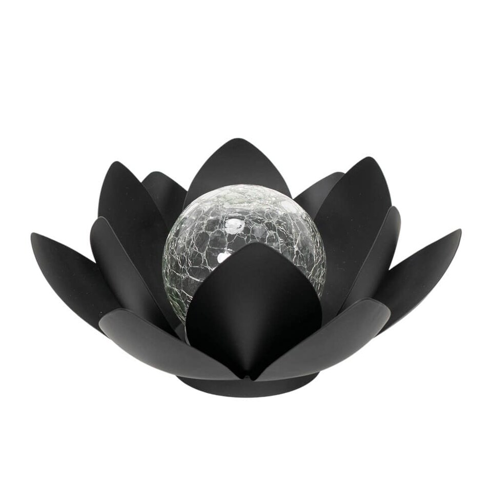 image 1 of ValueLights Black Solar Powered Outdoor Waterlily Lotus Flower Decoration Garden Light
