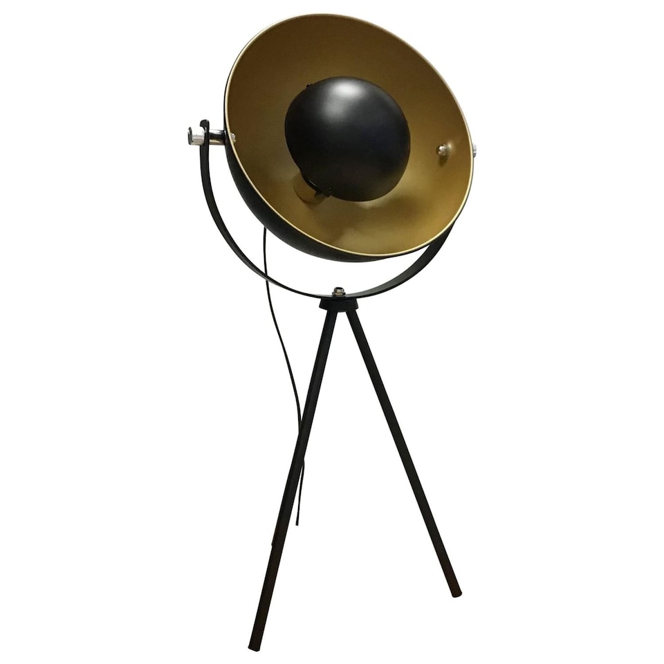 image 1 of Industrial Style Black Tripod Table Lamp | Black | Gold | Large | 1