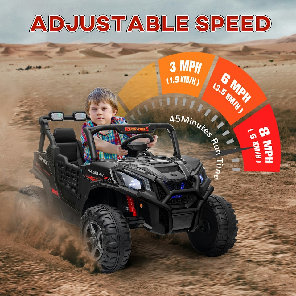 image 1 of AIYAPLAY 2 Seater 24V Kids Electric Car w/ Remote Control, Black