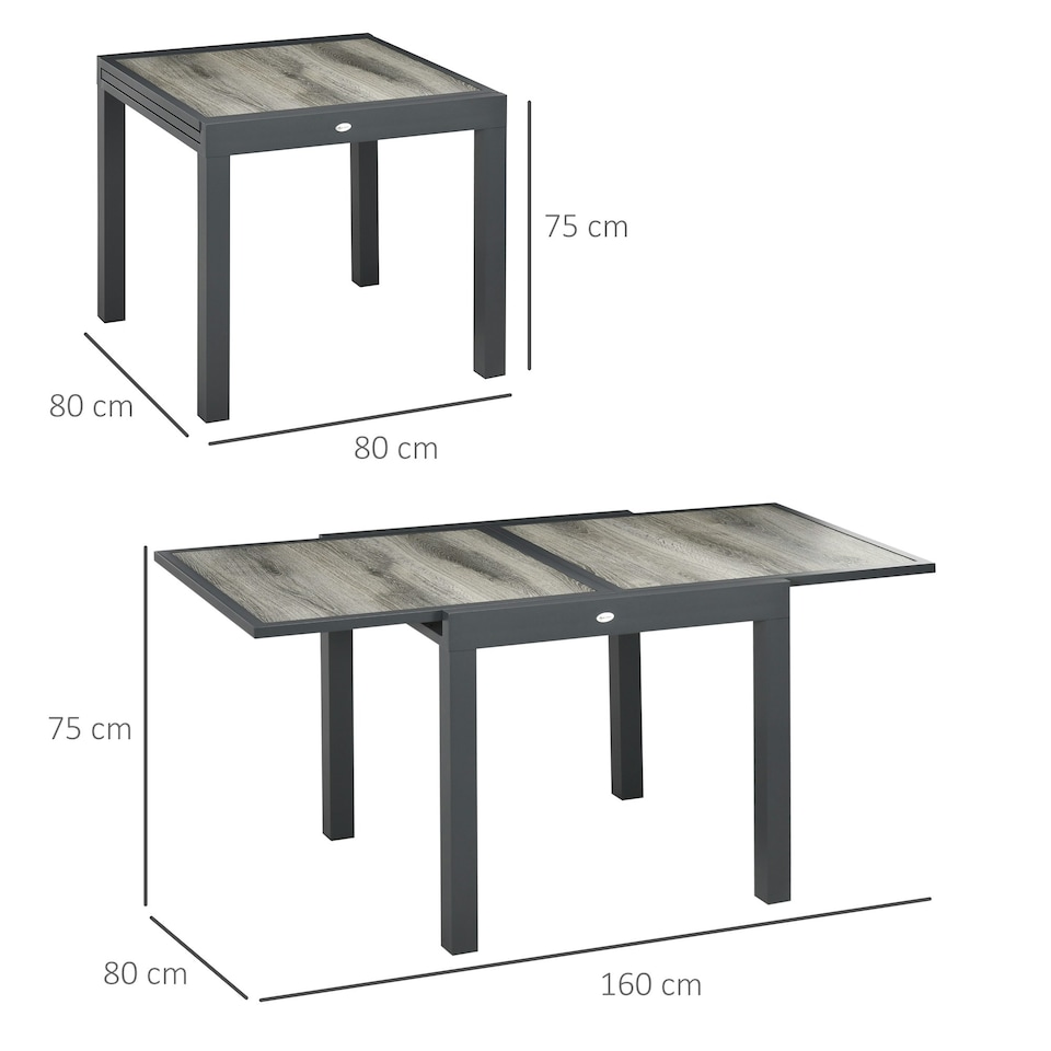 image 1 of Outsunny Extendable Outdoor Dining Table Aluminium Rectangle Patio