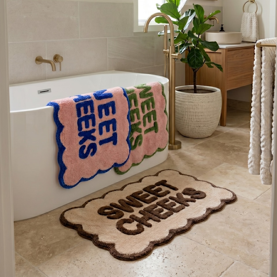image 1 of Sweet Cheeks Scalloped Bath Mat