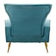image 4 of Interiors by Premier Green Velvet Chair with Gold Finish Legs, Vertical Channel Tufted Comfort Seat, Winged-Back Velvet Armchair Green