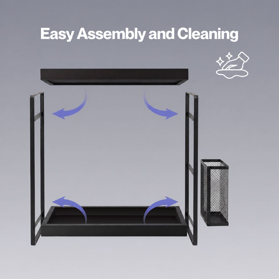 image 1 of Levede Bathroom Organiser Countertop 2 Tier Perfume Skincare Storage Shelf Black