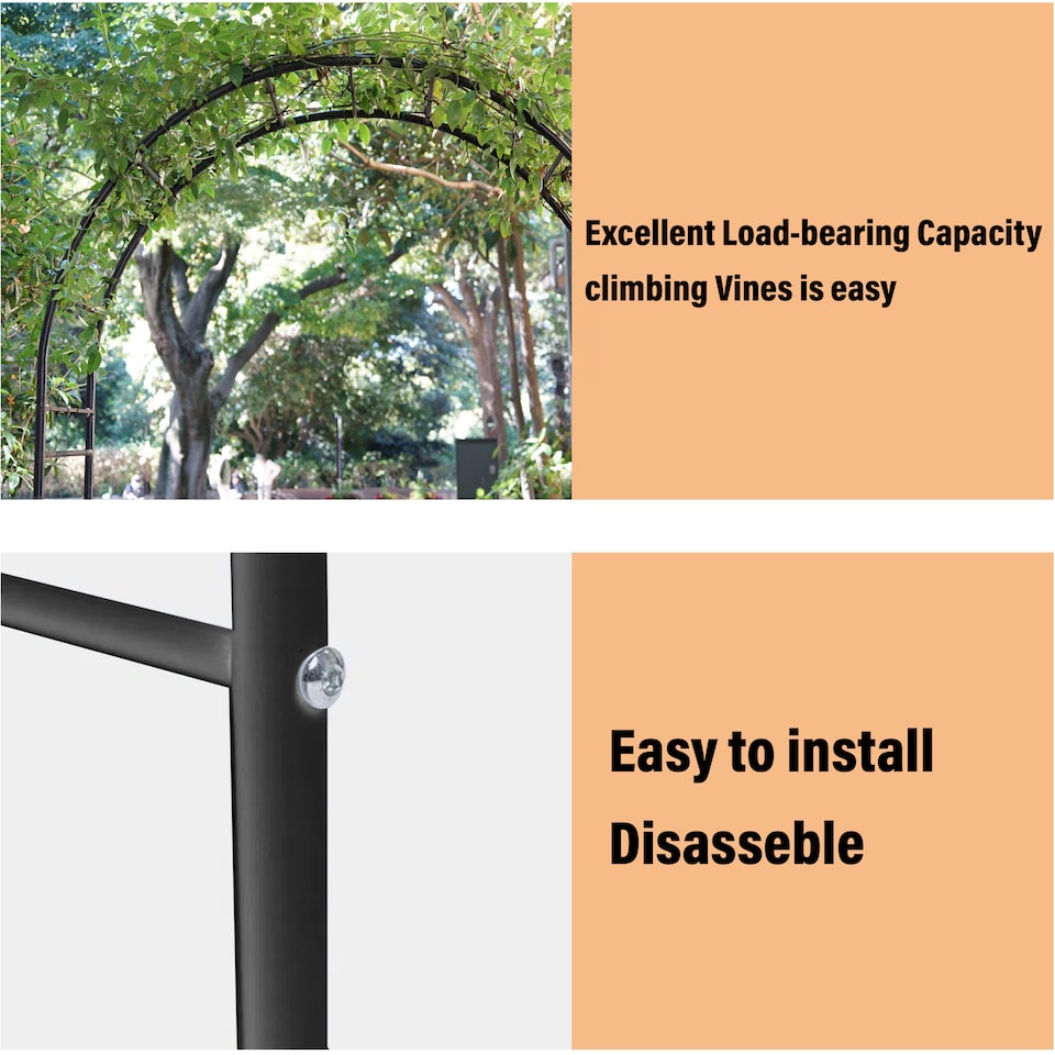 image 1 of 2X 2.4m Metal Garden Arch Heavy Duty Trellis Tubular Rose Climbing Plants Archway | Green | 2