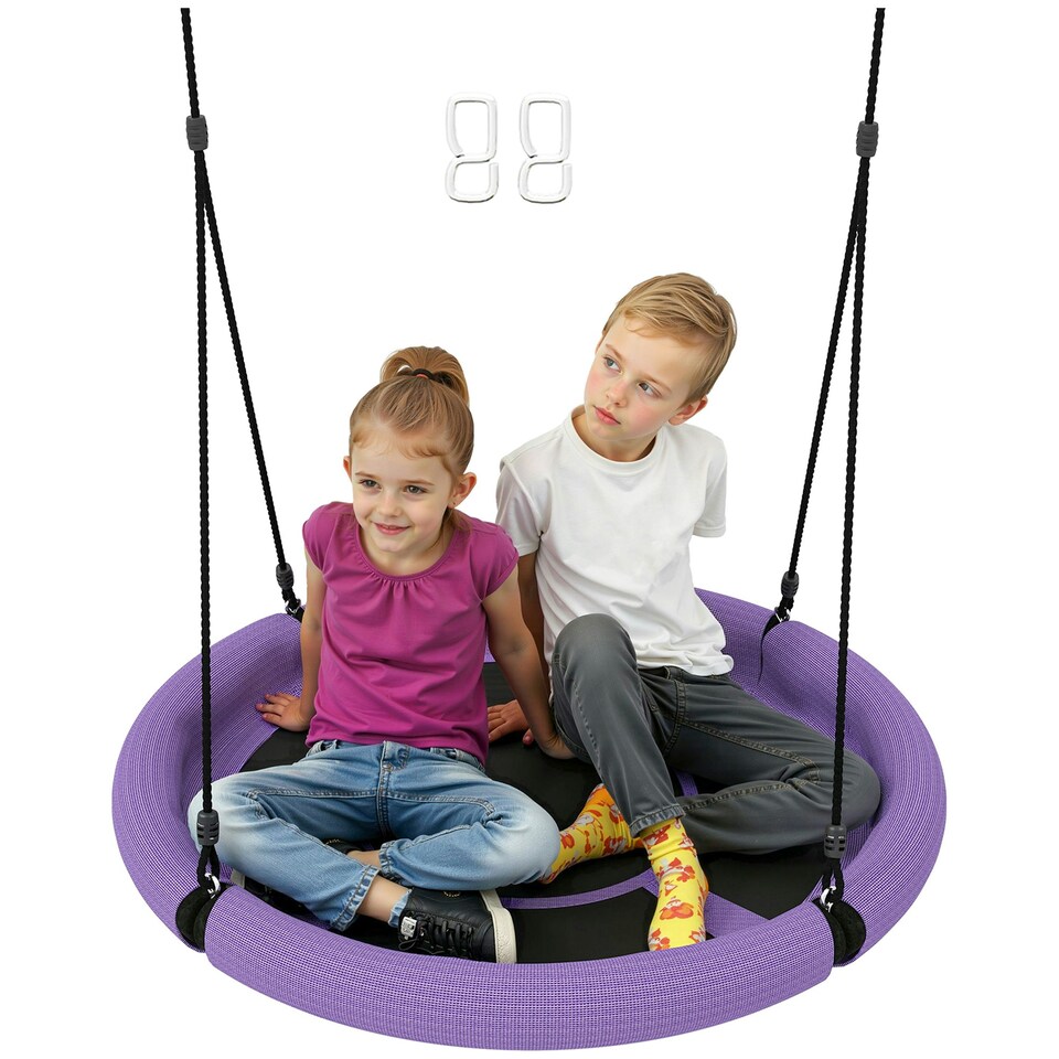 image 1 of AIYAPLAY Nest Swing Set, 100 cm Saucer Tree Swing Set for Kids, Purple