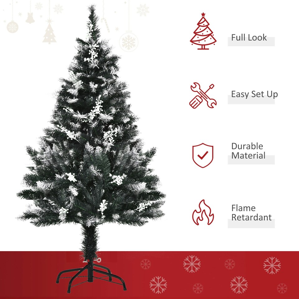 image 1 of HOMCOM 4FT Artificial Snow Dipped Christmas Tree Xmas Decoration