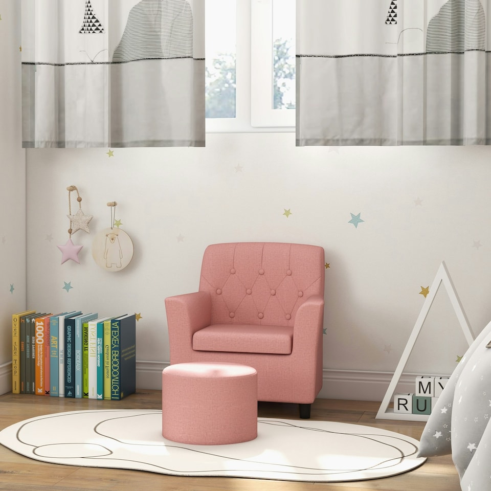 image 1 of AIYAPLAY Kids Sofa Set with Footrest for Playroom Bedroom