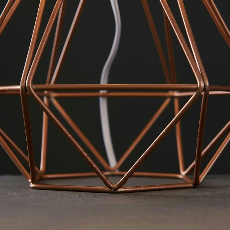 image 1 of ValueLights Angus Copper Geometric Table Lamp with LED Bulb Copper