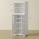image 7 of HOMCOM Kitchen Cupboard Storage Cabinet Adjustable Shelves, Glass Doors, White