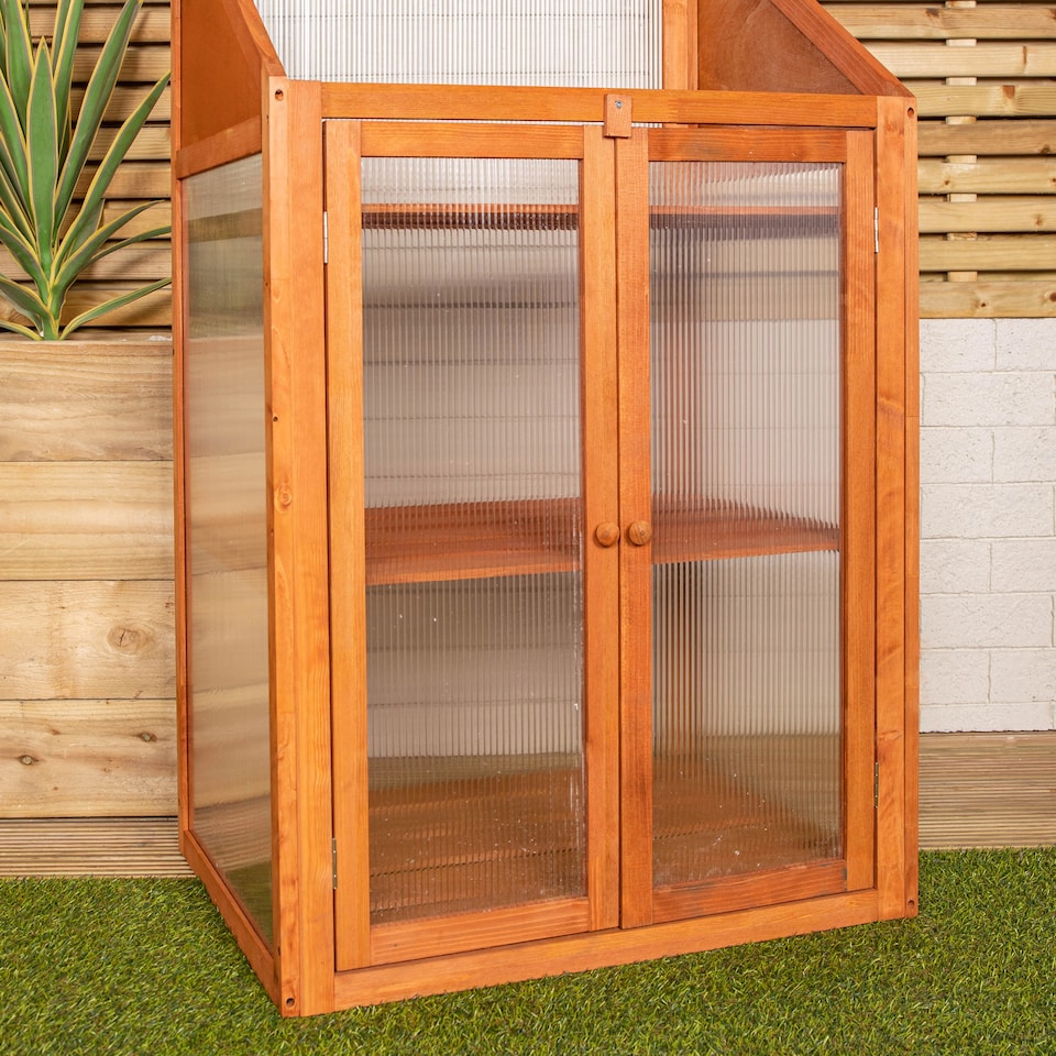 image 1 of Samuel Alexander Wooden Mini Greenhouse Cold Frame - Small Greenhouse H120 x W69 x D49cm
