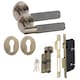 image 1 of Golden Grace Straight T-Bar Knurled Euro Door Handle Set in Antique Brass with Key 70mm and Thumbturn Bronze