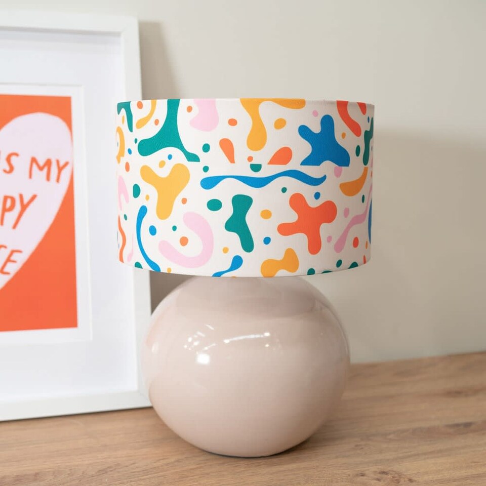 image 1 of ValueLights Bosco Stone Ceramic Table Lampbstract Shapes Shade