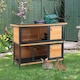 image 2 of PawHut Rabbit Hutch, Guinea Pig Hutch Outdoor Cage w/ Tray & Roof, Yellow
