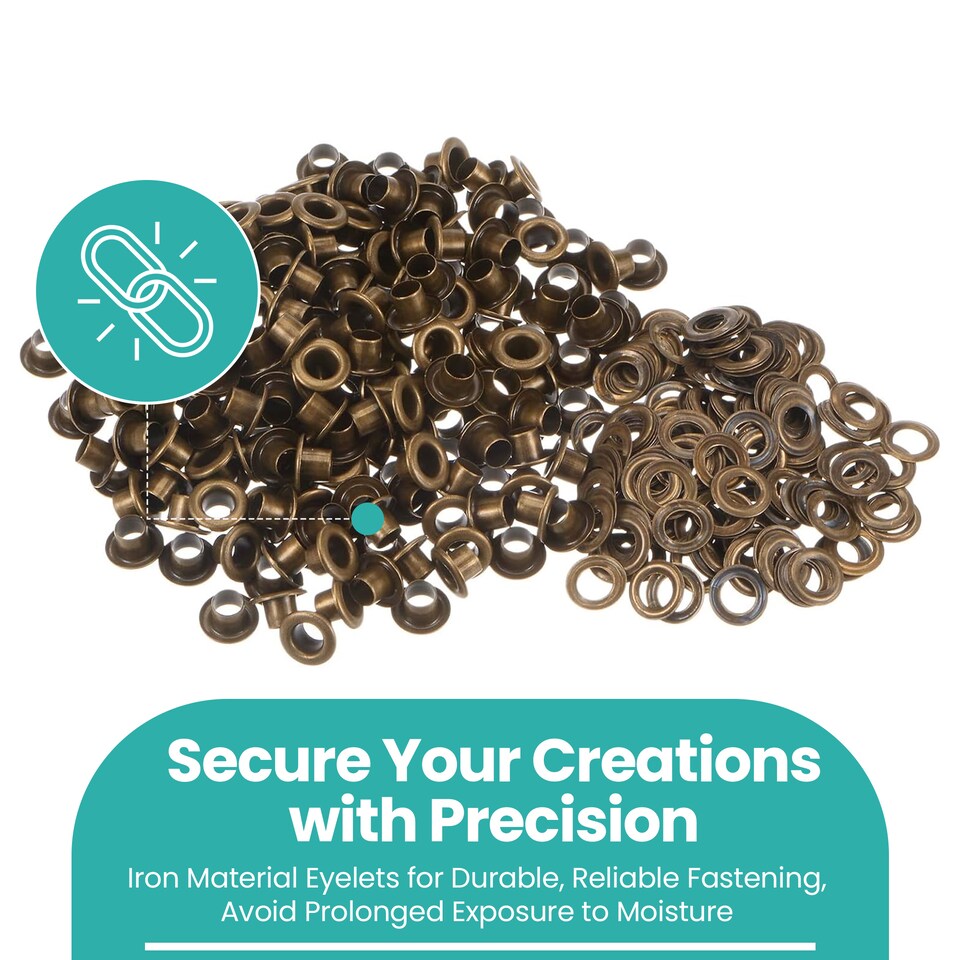 image 1 of 4mm Eyelets with Washers Durable Iron Grommets for DIY Project-100pcs
