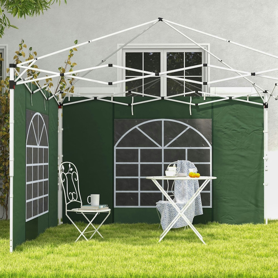 image 1 of Outsunny 3x3(m) or 3x6m Pop Up Gazebo Side Panels Replacement, 2 Pack, Green