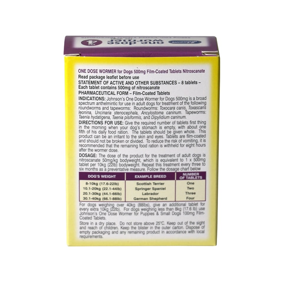 image 1 of Johnsons Veterinary Dog Easy Dose Wormer - Size 4 Large Breeds 8 Tablets - Pack of 3