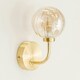 image 1 of ValueLights Chessy Ribbed Glass Globe Shade Gold Stem Wall Light