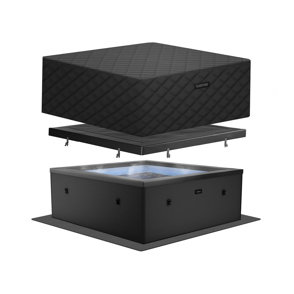 image 1 of Wave Garda 4 Person Eco Foam Hot Tub, EnergySave Bundle, Charcoal Black