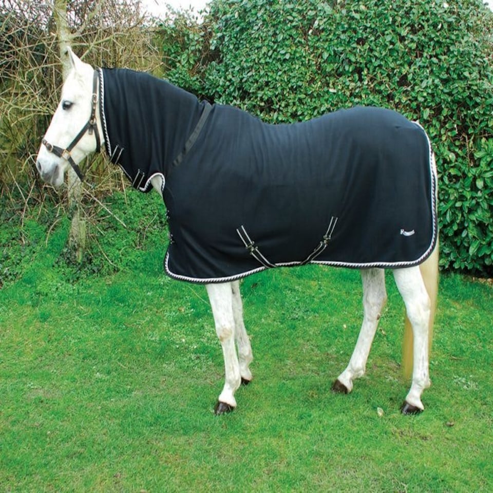 image 1 of Rhinegold Full Neck Fleece Rug Grey | Colour: Grey Stripe
Size: 5ft 9