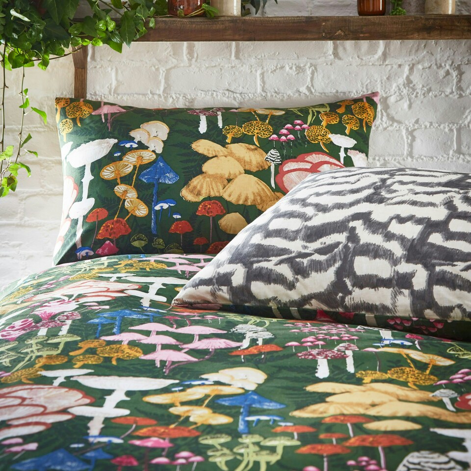 image 1 of furn. Amanita Abstract Mushroom Super King Duvet Cover Set