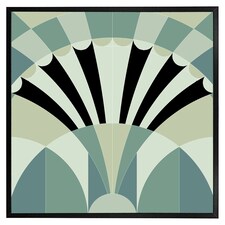 Green geo arches (Picutre Frame) Black | S