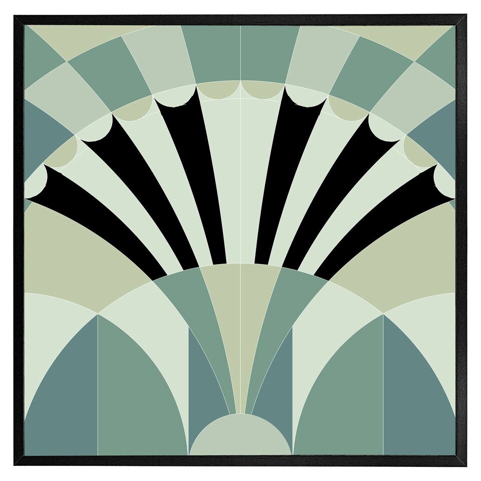 image 1 of Green geo arches (Picutre Frame) Black | S