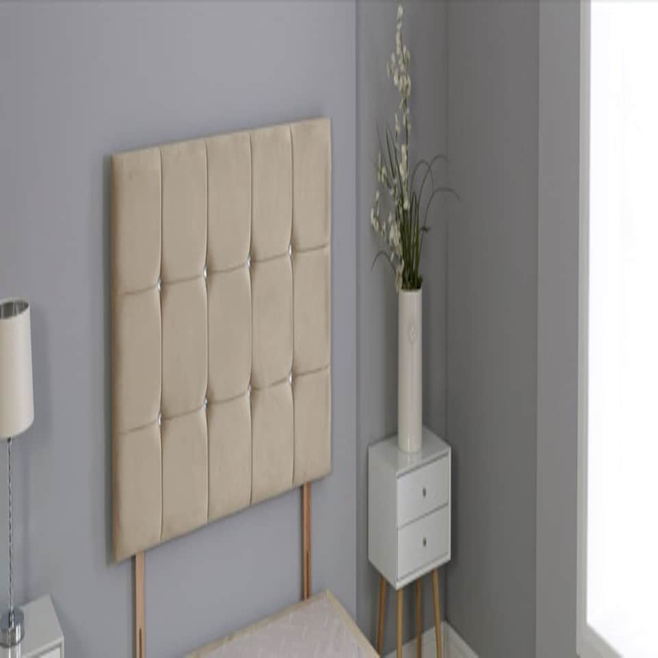 image 1 of Coffee Plush Velvet Cube Headboard N/A | 5FT King 26"inch Headboard