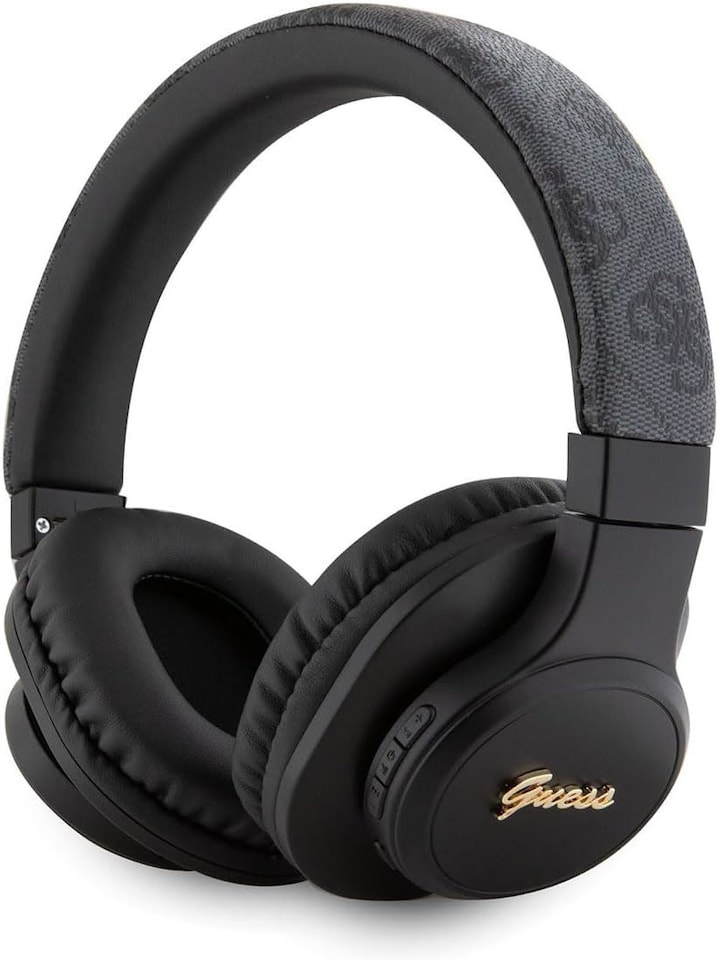 image 1 of Guess Wireless Headphones PU Leather 4G Tone on Tone Script Logo Black & Grey - GUBH604FEMK