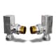 image 1 of Square Chrome Radiator Valve Angled Polished 10mm