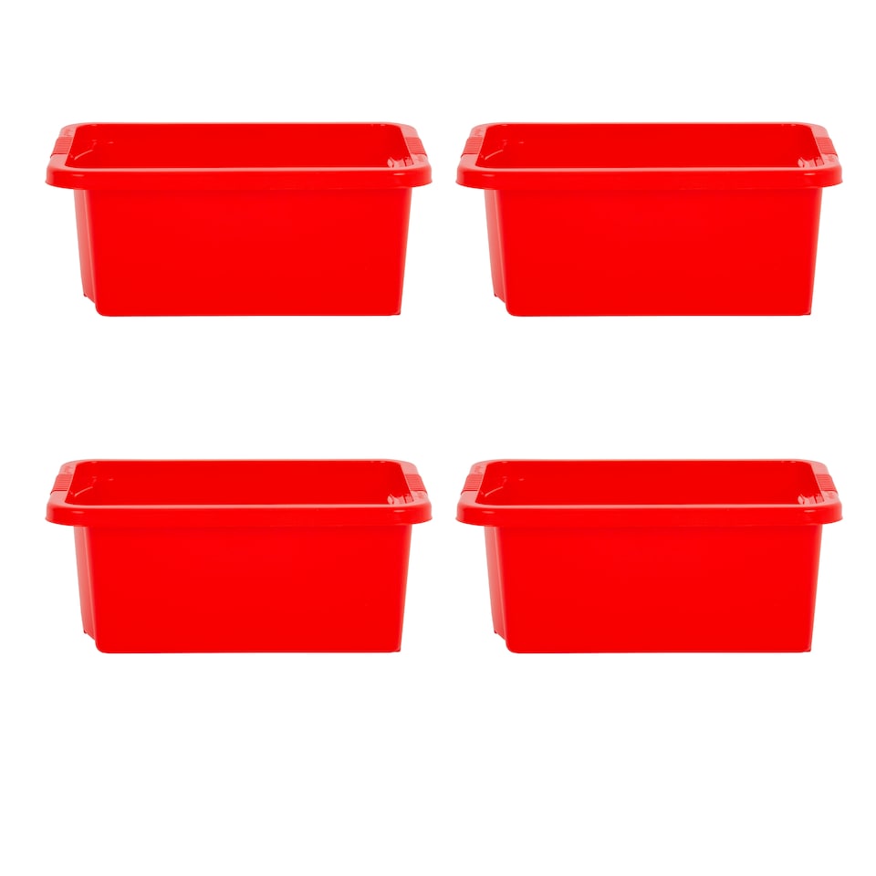image 1 of Wham Stack & Store 4 x 16L Plastic Storage Boxes | Red | 4