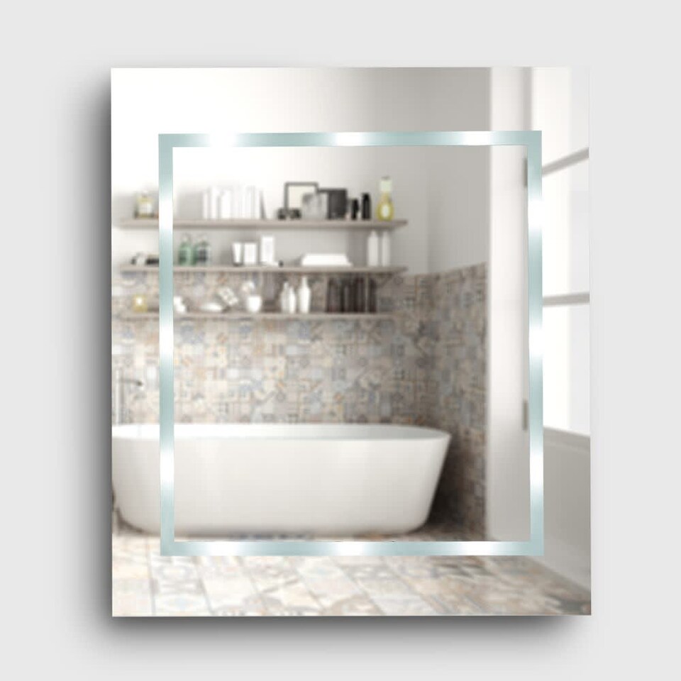 image 1 of ValueLights Mirror IP44 Bathroom Battery Integrated Cool White Light | Silver