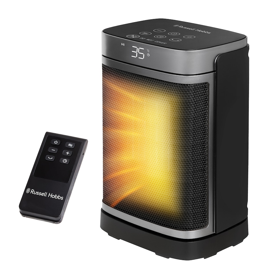 image 1 of Russell Hobbs RHCH2001S Space Heater in Black & Silver Square 1500W Portable Electric Heater