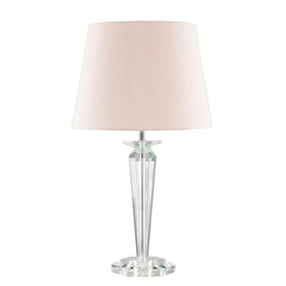 image 1 of ValueLights Modern Clear Genuine K9 Crystal Base Table Lamp With Pink Shade