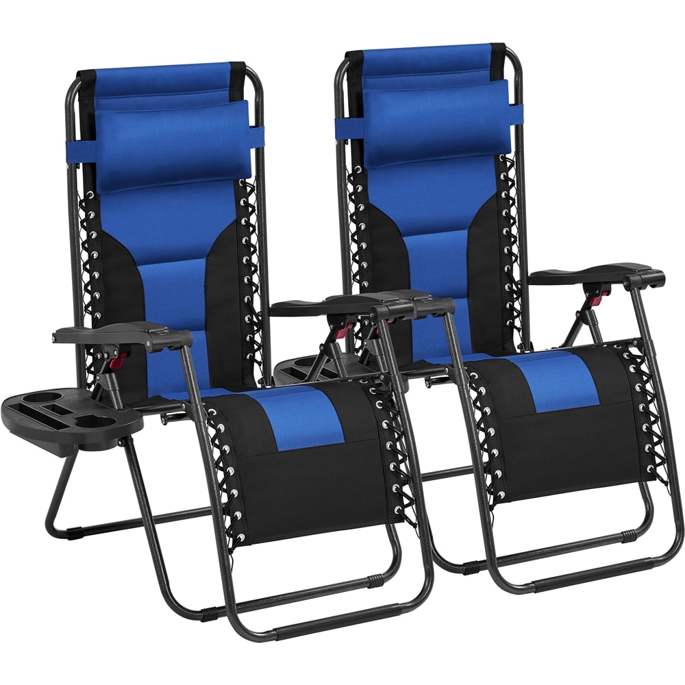 Yaheetech 2PCS 63 cm W Padded Outdoor Zero Gravity Chair-Navy Blue&Black | Multi | Navy Blue/Black( | One Size