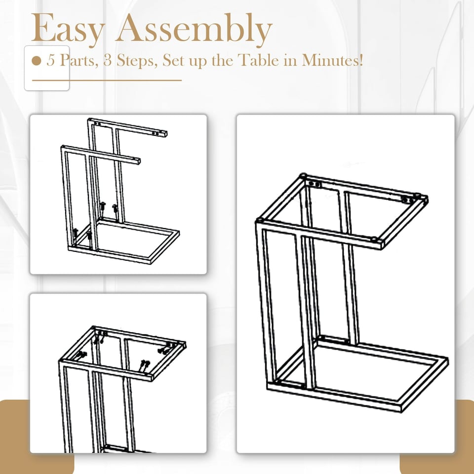 image 1 of COSTWAY C-Shaped Side Table Industrial Metal End Table Grey