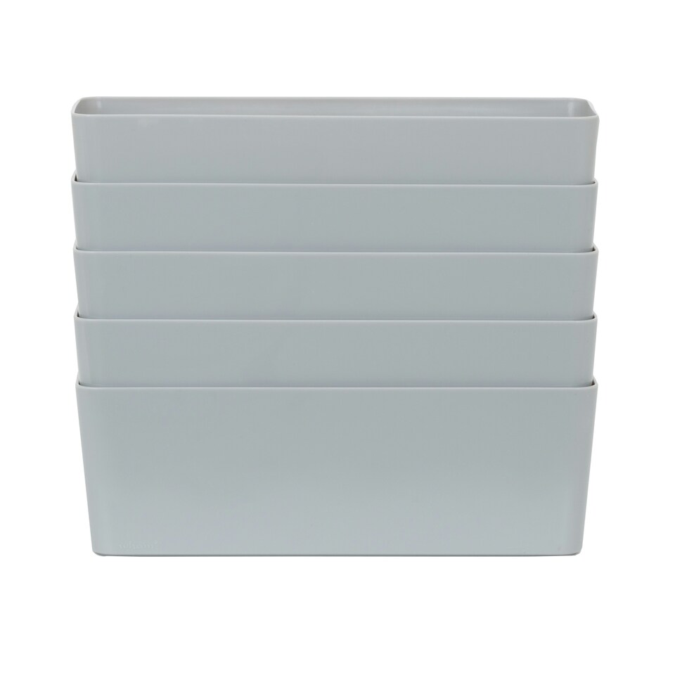 image 1 of Wham Studio 5 x 2L Deep Rectangular Plastic Storage Baskets Ice White Grey