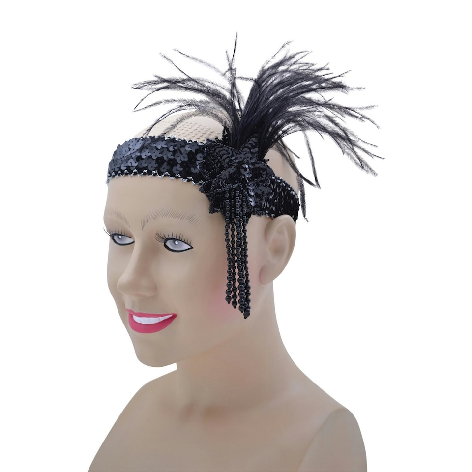 image 1 of Bristol Novelty Unisex Adults Deluxe Flapper Headband - Black - One Size One Size