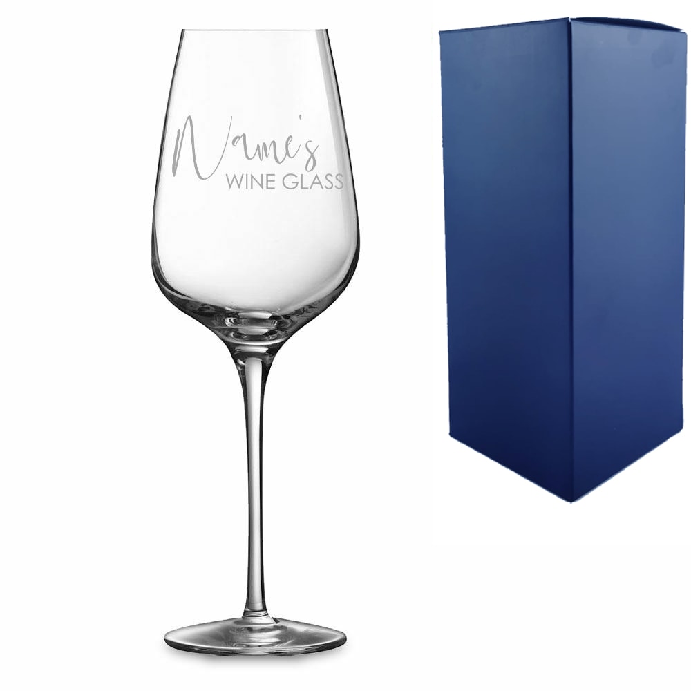 Uniqueful Personalised Wine Glass with Scripted Name Design in Clear