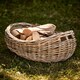 image 2 of Boat Shaped Rattan Log Basket Brown