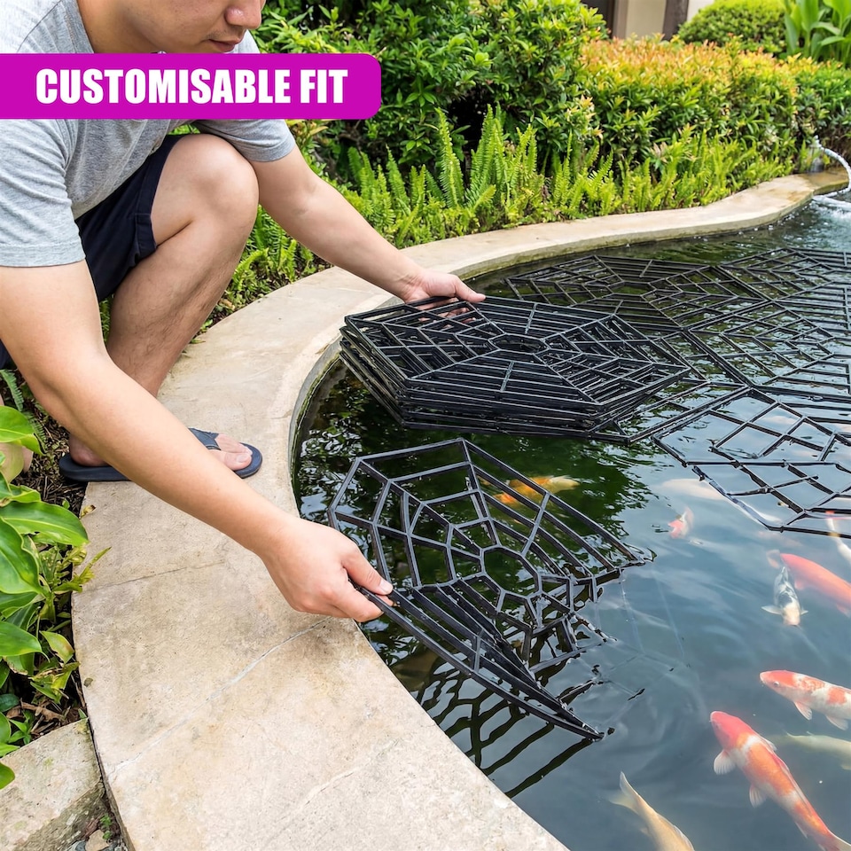 image 1 of GEEZY Pond Guard Protector Floating Net Rings Black 20 Piece Set