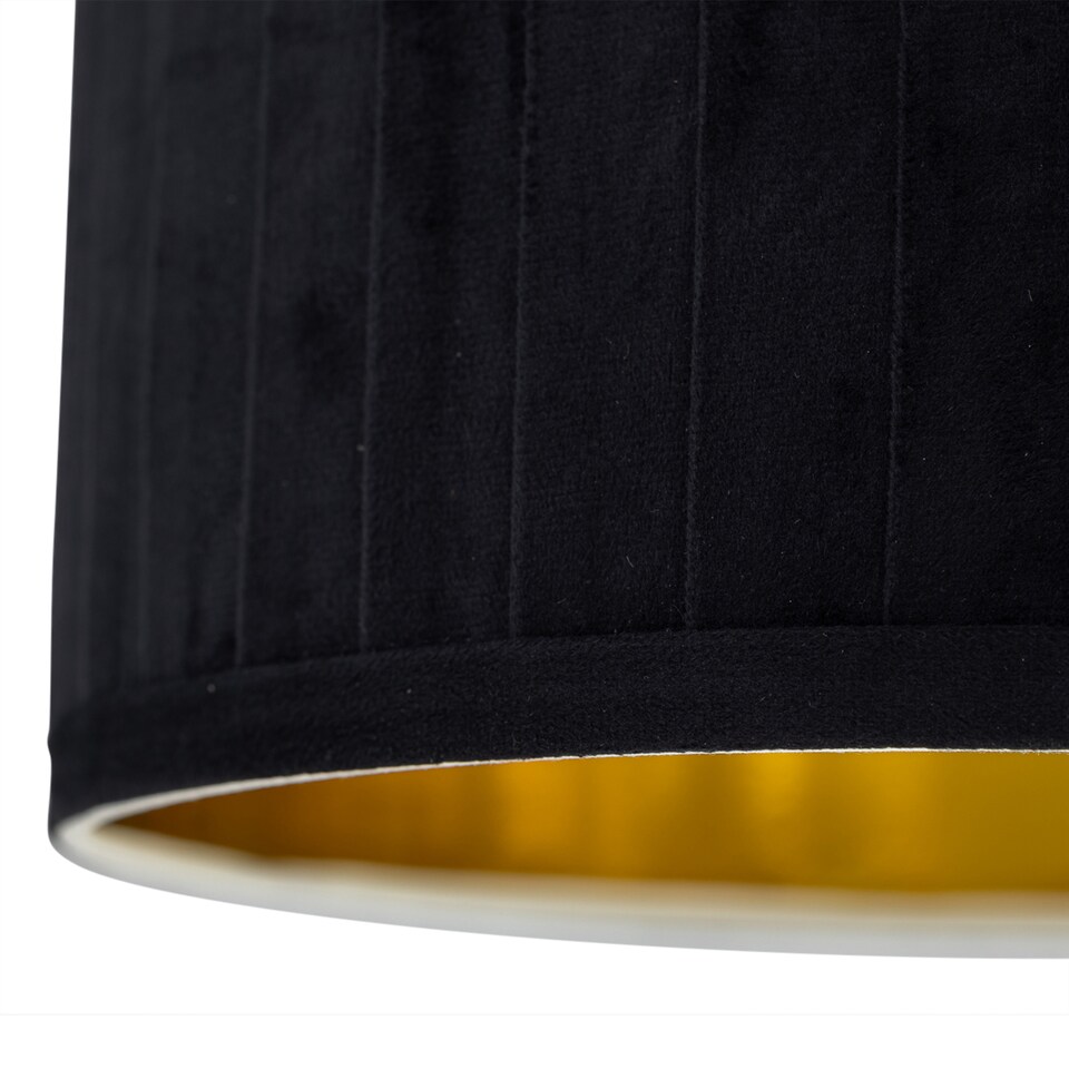 image 1 of Set of 2 Sundance - Black Pleated 30cm Lamp Shades with Gold Inner | Black | Black velvet with gold cardboard inner detail | 2