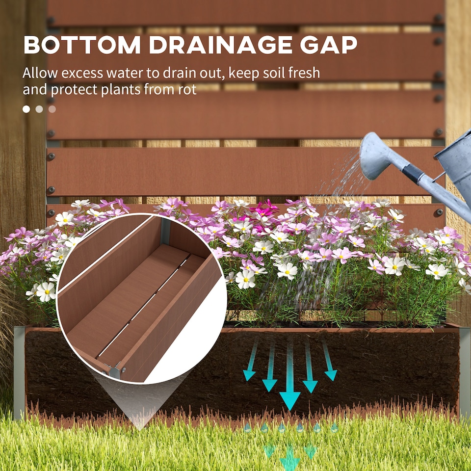 image 1 of Outsunny Raised Garden Bed with Trellis Standing Patio Planter Box Light Brown