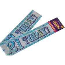 Expression Factory 21 Today Holographic Birthday Banner - Blue/Silver - One Size