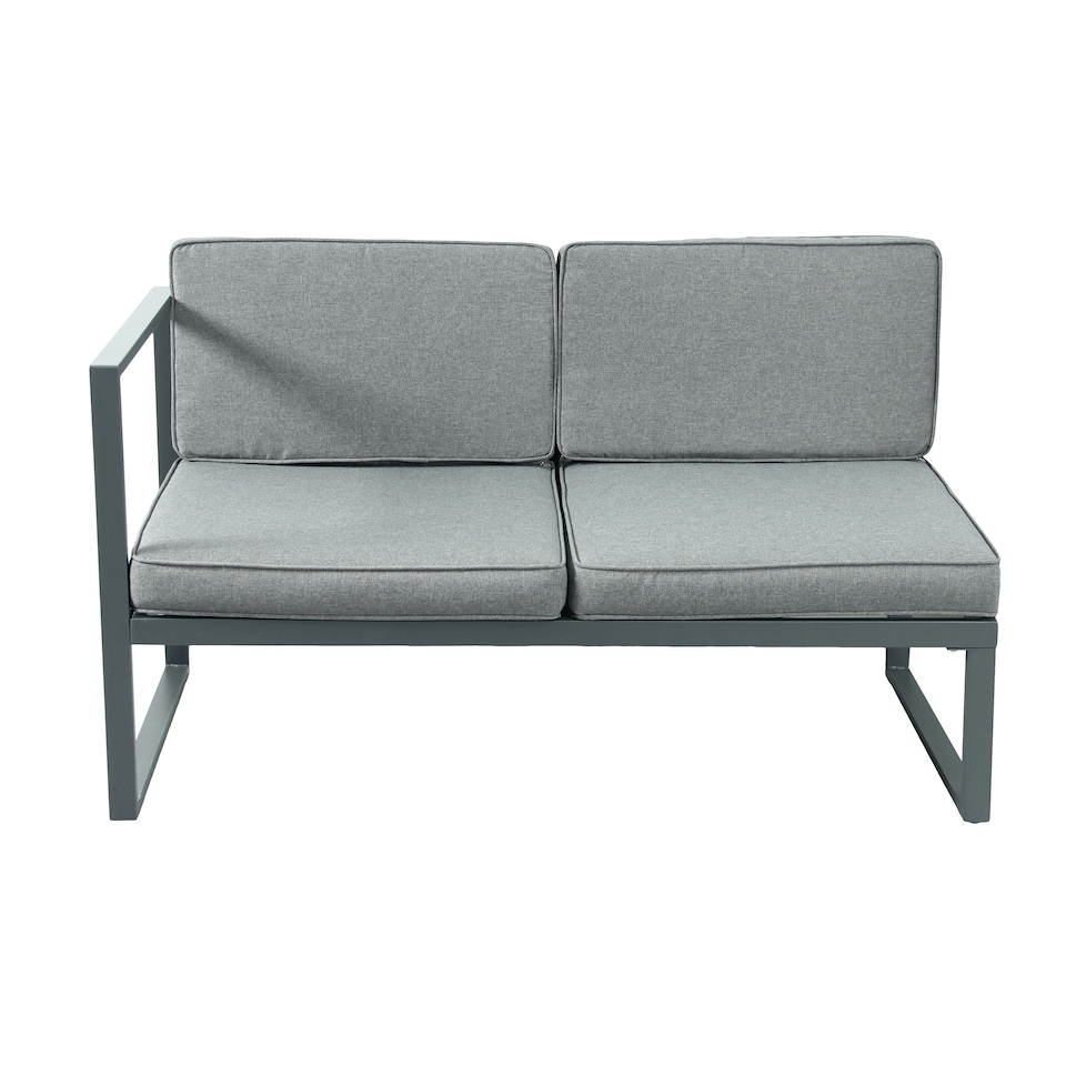 image 1 of Chester Grey Modern Metal Garden Furniture 5 Seat Corner Sofa and Coffee Table Patio Set