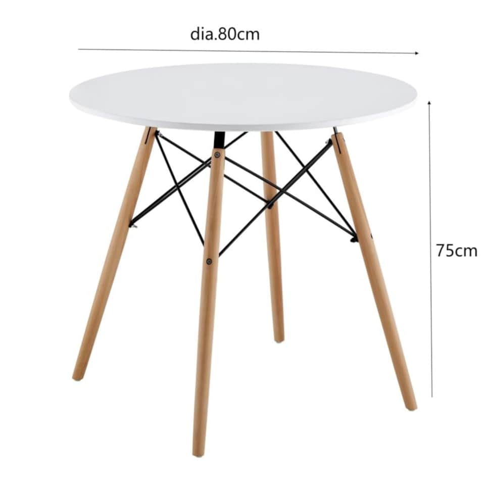image 1 of 5 Piece Round Dining Set With White Top And White Chairs