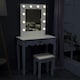 image 3 of Living and Home Vanity Dressing Table with LED Lights Mirror White | White