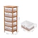 image 5 of HOMCOM 5 Drawer Dresser Wicker Basket Storage Shelf Unit Wooden Frame Home Organisation Cabinet Bedroom Office Furniture Natural Finish